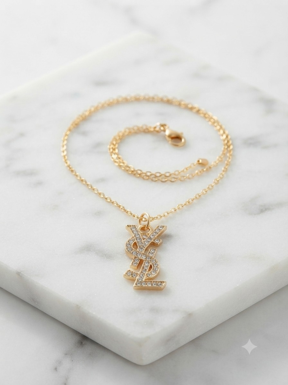 Gold Crystal-Embellished Pendant Necklace